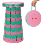 Upgraded Portable Foldable Stool,Folding Camp Stool,Lightweight Sturdy 400lbs Load Capacity Collapsible seat Height Adjustable for Fishing Hiking Picnic Hunting Party BBQ Indoor (Pink Green)