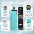 Greens Steel Stainless Steel Water Bottle - 25 oz, Blue | Vacuum Insulated Double Wall with Screw Lid/Leak Proof | Thermal Travel Sports Canteen Coffee Flask