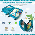 HONEY JOY Kids Luggage, Travel Backpack & Hard Shell Toddler Suitcase, Children Rolling Luggage with Wheels, Retractable Handle & 4 Casters, 2Pcs Carry On Luggage Set for Boys Girls(Racing Car)