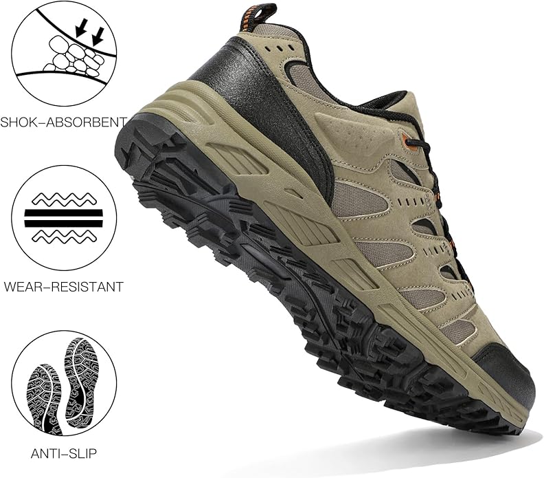 Kricely Men's Trail Running Shoes Non Slip Hiking Shoes Tennis Shoes Fashion Sneakers Workout Footwear