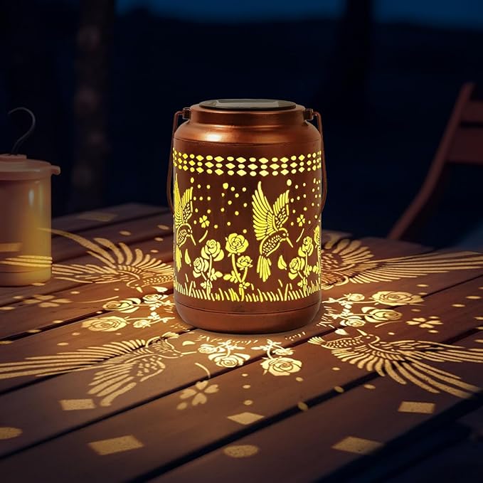 Hummingbird Solar Lantern Outdoor Hummingbird Decor Garden Decor Waterproof Decor Light Hanging Solar Lights Yard Decor, Gifts for Women Gifts for Mom Gifts for Grandma