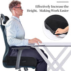 MABOZOO Extra Thick Chair Cushions,Office Chair Booster Seat Cushion to Raise Seat Height for Pain Relief,18 x 16 x 6 inch Non Slip Memory Foam Thick Cushion with Carry Handle（Black）