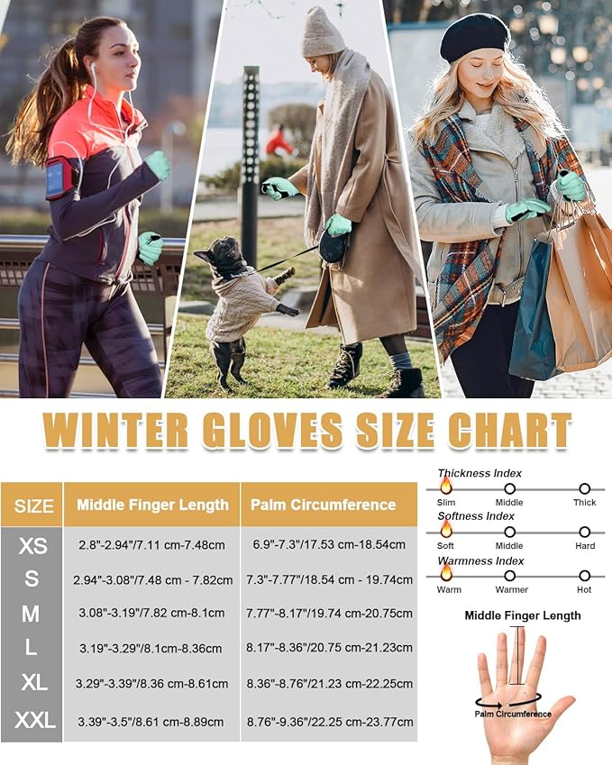 RIGWARL Winter Gloves Men and Women Medium-Thick, Gloves for Cold Weather with Thermal Plush, Touchscreen Running Glove Adjustable Zippered Wrist for Walking The Dog Hiking Camping Cycling Work