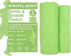 Rainleaf 2 Pack Microfiber Quick Dry Travel Towel, Super Absorbent Ultra Compact Lightweight Camping Towel for Gym, Hiking, Pool, Yoga - Green