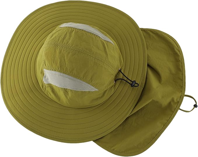 Home Prefer UPF 50+ Mens Wide Brim Fishing Hat with Neck Flap Sun Hat for Men Women Sun Protection Cap