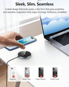 NANAMI Magnetic Wireless Charger Pad with 20W PD Adapter,for MagSafe iPhone 17/16/15/14/13/12 Series & AirPods 3/2/Pro 2,Non-Slip Base & Strong Magnetic Alignment for Desk and Office Use(Black)