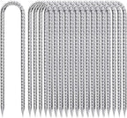 Ground-Stakes-Heavy-Duty-12-Inch, J Hook Rebar Stakes Galvanized Anti-Rust 16pcs Metal Stakes for Ground Heavy Duty Ground Anchors for Garden Dog Fence Chicken Coop Deer Fence