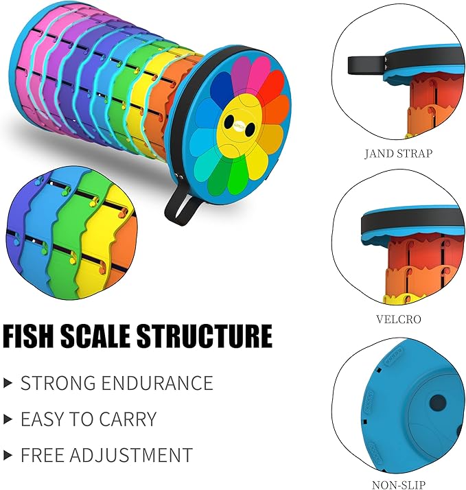 Portable Stool with Swivel Cushion Bag&Carabiner,Collapsible,More Sturdy and Lightweight Camping Telescoping Stool for Mountain Hiking BBQ,Max Load Capacity 440LBs