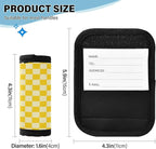 4Pcs Luggage Handle Wrap Suitcase Identifier Handle Covers Tags Soft Travel Bags Luggage Handle Gripper Accessories for Airplane Flying Checkered Yellow