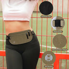 FuninCrea Waterproof Hidden Money Belt for Travel, Anti-Theft Belt Bag with RFID Blocking Function Adjustable Slim Waist Bag with 2 Zipper Pockets and 1 Back Pocket for Travel Running (Style 2, Khaki)