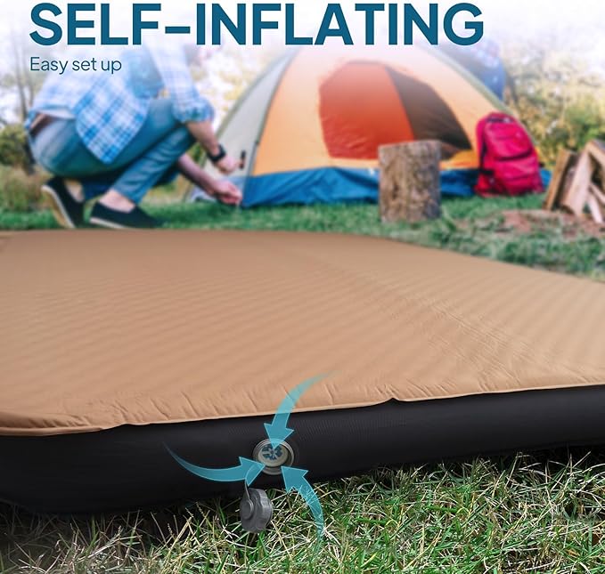 LOSTHORIZON Air & Foam Camping Mattress, Self-Inflating Sleeping Pad, 4.5" Thick, with Air Pump, Twin