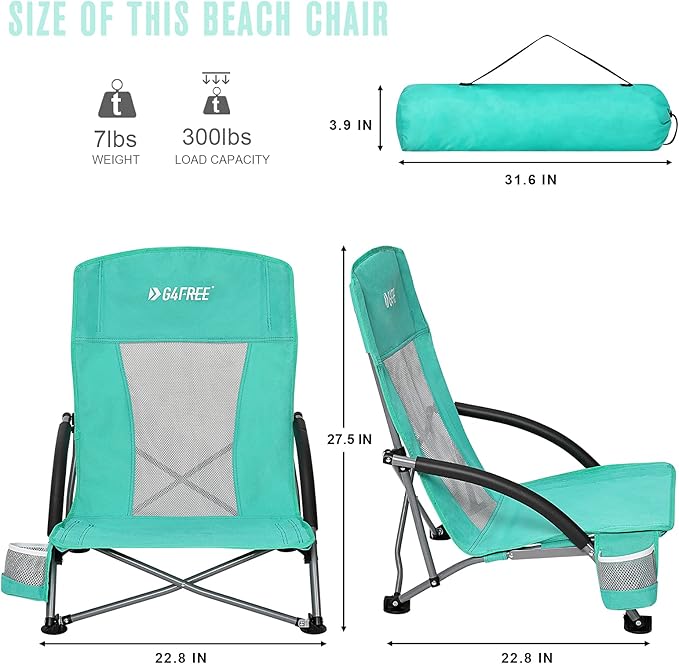 G4Free Beach Chair Folding Portable Beach Backpack Camping Chair for Adults with Mesh Back