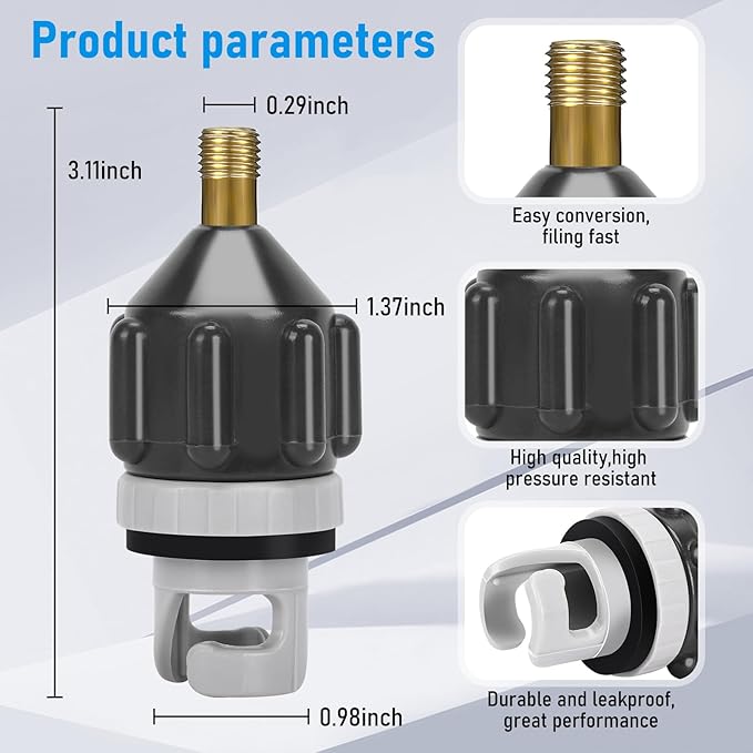 2pcs Stand Up Paddle Board Pump Adapter,Sturdy SUP Air Adapter,Strong Sealing Air Valve for Inflatable Kayak Stand Up Paddle Board