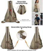 KL928 Canvas Sling Bag - Small Crossbody Backpack Shoulder Casual Daypack Rucksack for Men Women(Large Version)