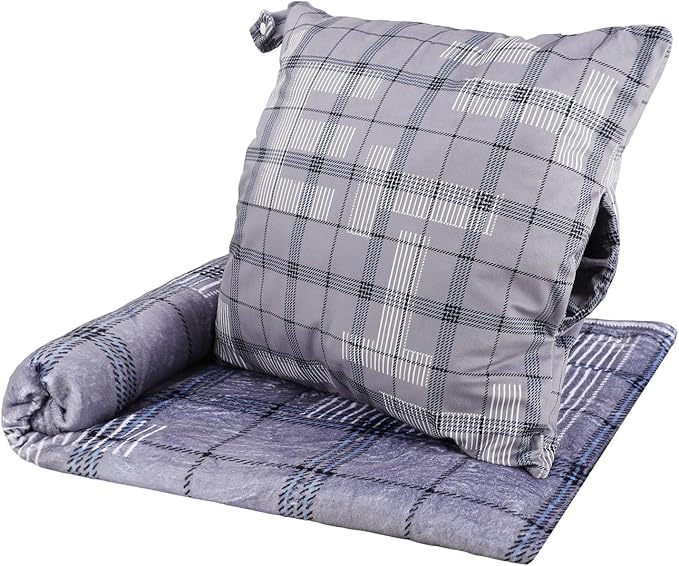 3 in 1 Travel Pillow Blanket Set with Removable Flannel Blanket Throw,Hand Warmer Pockets,Pillow (Color6, 50in*60in)