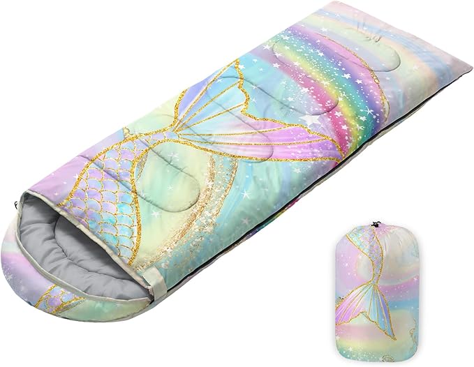 Sleeping Bags for Adults Youth Kids,3D Printing Camping Sleeping Bag for Girls Boys Lightweight Waterproof Cold/Warm Weather Sleeping Bag for 3 Seasons