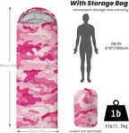 Sleeping Bags for Adults and Kids Backpacking Camping Sleeping Bags for Girls and Boys Lightweight Waterproof Cold/Warm Sleeping Bag for All Season