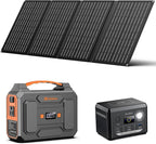 Solar Power Station with Foldable Solar Panel 40W, 110V AC Outlet Camping Portable Solar Generator with Panel, 100W Power Bank USB C Fast Charging Battery Pack for Laptop Smart Device Outdoor Backup