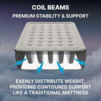 SLEEPLUX Dream Luxury Queen Air Mattress, Built-in Dual Pump, Stays Inflated All Night, 20” Double-High Blow-Up Airbed with Coil Beams, for Guests, RV Camping & Home, 1-Year Warranty