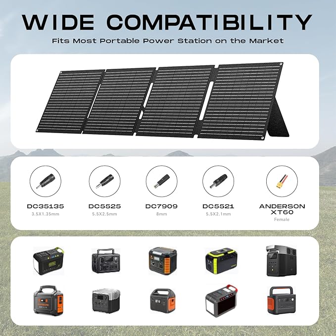 MARBERO 100W Portable Solar Panel 100 Watt 20V Foldable Solar Panel Charger for Power Station QC3.0 USB & DC Output >23% High Efficiency IP68 Waterproof for Camping Outdoor Home RV Blackout Cloudy