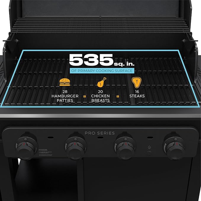 Charbroil Pro Series with Amplifire Infrared Technology 4-Burner Propane Gas Grill Cabinet with Side Burner, Black - 463281024