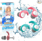 Waterproof Swimming Ear Plugs for Adults - 2 Pairs of Reusable Soft Silicone Swim Earplugs,Perfect for Surfing, Diving,Pool,Showering and Other Water Sports - Keep Water Out and Ear Protection