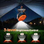 AJVV Camping Fan Rechargeable, Battery Powered Fan With Remote Controller, LED Light, Dual Motors, Stepless Speed, 45°/90°/270° Swing,Timer, Portable fan For Travel Tent Bedroom Beach Fishing, Orange