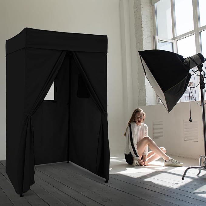 EAGLE PEAK Flex Compact 4x4 Pop-up Canopy Changing Room, Portable Privacy Dressing Room for Indoor Fashion Photoshoots, Camping, or Pool, Black
