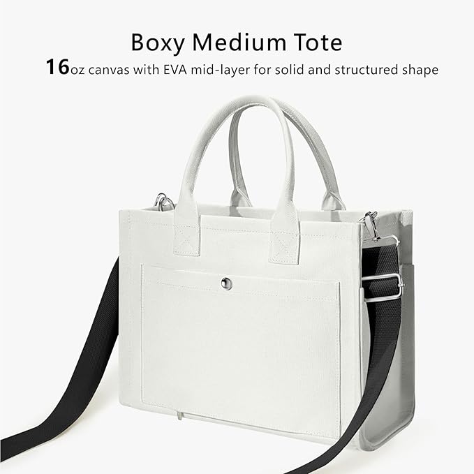 TOPDesign Heavy-Duty Canvas Tote Bag for Women, Adjustable Crossbody/Shoulder Handbag with 9 Pockets, Everything Tote