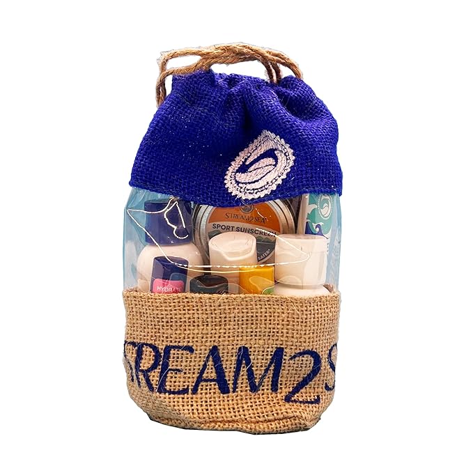 STREAM 2 SEA Natural Hair & Skin Care Gift Set, Body & Face Travel Kit, Shampoo & Body Wash Conditioner, Everyday Mineral Sunscreen, Tinted Sunscreen, Sun & Sting Soothing Gel and Hydrate Lip Balm