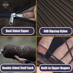 Onewind 11ft Camping Hammock with Mosquito Net and Adjustable Ridgeline, Lightweight Portable Double Hammock with Tree Straps and Bug Net, Ideal for Camping, Hiking, Backpacking, Coyote Brown