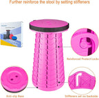 Boreeman Upgraded Folding Stool Lightweight Yet More Sturdy with Load Capacity 400lbs Portable Collapsible Stool for Camping Fishing Hiking BBQ (Pink)