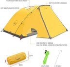 KAZOO 2／4 Person Camping Tent Outdoor Waterproof Family Large Tents 2/4 People Easy Setup Tent with Porch Double Layer