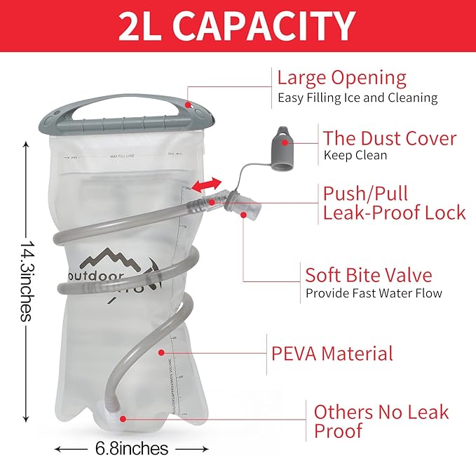 Hydration Pack Backpack, Lightweight Water Backpack with 2L Leakproof Hydration Bladder Daypack for Men Women,Running Hydration Vest for Outdoor Trail