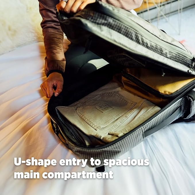 Topo Designs Global Travel Bag 30-40 Liter - Carry-on Compliant Versatile Pack, 3 Carry Options, External Laptop Sleeve (Eco-Friendly, 30L, Apex Black)