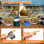 Hisencn 2 Burner Foldable Camping Stove with Griddle,Portable Propane Camp Stove, 20000 BTU Propane Stove, Outdoor Gas Stove with Carry Bag,Includes Frying Pan, Kettle, and Pot, Adjustable Burners