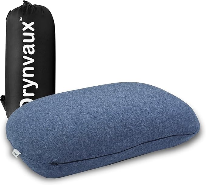 Memory Foam Camping Pillow - Lightweight & Portable Small Travel Pillow for Airplane & Train Travel, Camping, Backpacking, Removable Washable Cover, Easy to Clean, Includes Storage Bag
