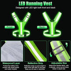LED Reflective Vest Running Gear, 5 Colors Lights Up Running Vest for Night Walking Cycling Jogging, Adjustable Size for Men Women Kids, Rechargeable and High Visible