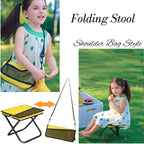 Portable Ultralight Foldable Stool, Camping Chair Fishing Stool, Handbag Style Pocket Foldable, Supports 330lbs for Camping, Hiking, Backpacking, Picnic, Outdoor & Travel (Yellow, Large)