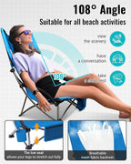 KingCamp Low Beach Chairs, Portable Folding Chair for Adults Extra Wide Ergonomic High Back Seat 300lbs Heavy Duty Lightweight Oversized Gear with Carry Bag for Outdoor Lawn Camping Picnic