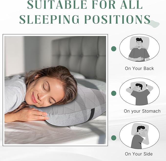 2 Pack Inflatable Travel Camping Pillow with Removable Cover Backpacking Blow up Neck Air Pillow Compressible for Lumbar Support Travel Hiking(Black,Grey)