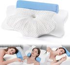 Cervical Pillow with Removable Neck Roll 2-in-1,Orthopedic Memory Foam Pillow for Side, Back & Stomach Sleepers, Ergonomic Traction Support for Neck Shoulder Back Pain Relief, Sleeping Comfort