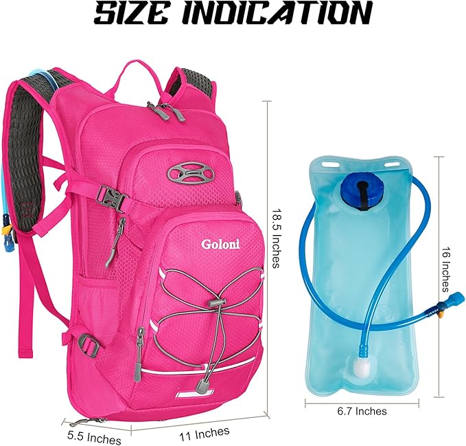 Hydration Backpack,Lightweight Hiking Backpack with 2L Water Bladder,Water Backpack for Biking, Running, Festival