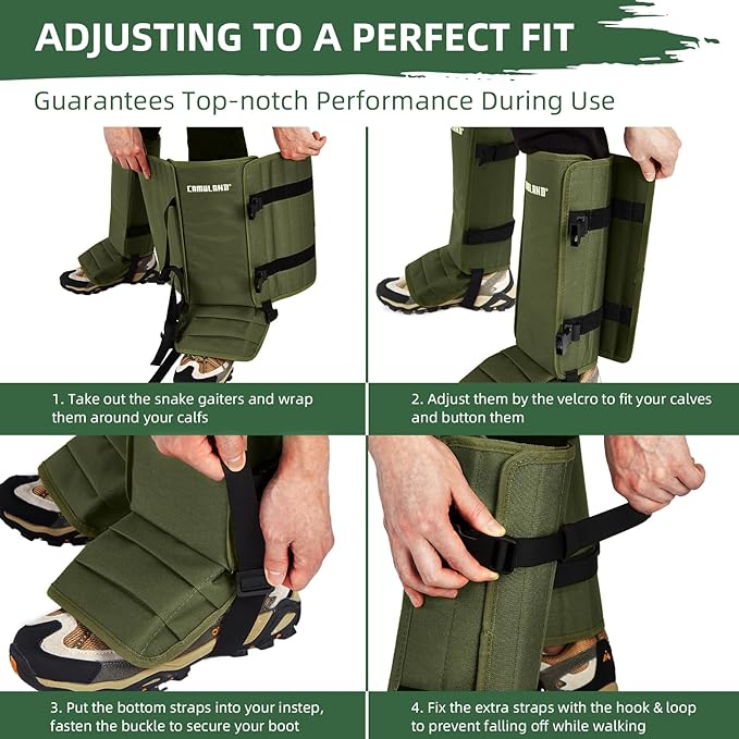 CAMULAND Snake Gaiters for Men & Women, Durable Waterproof Snake Guards for Lower Leg Protection