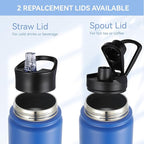 HASLE OUTFITTERS Insulated Water Bottle 22 oz Double Wall Stainless Steel Water Bottle Wide Mouth with Straw Lid & Spout Lid Keeps Cold or Hot(Royal Blue,1)