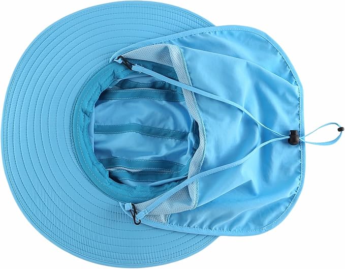 Home Prefer UPF 50+ Mens Wide Brim Fishing Hat with Neck Flap Sun Hat for Men Women Sun Protection Cap