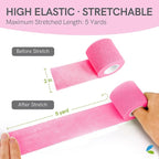 FriCARE Self Adhesive Bandage Wrap, Medical Tape in First Aid Kit, Cohesive Bandages for Wounds Sport Vet, 2 Inches X 5 Yards 6 Rolls, Fluorescent Color