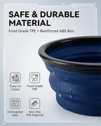 Collapsible Dog Bowls for Travel, 2-Pack Dog Portable Water Bowl for Dogs Cats Pet Foldable Feeding Watering Dish for Traveling Camping with Carabiners, BPA Free (Grey&Navy, Large)