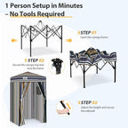 EAGLE PEAK Flex Ultra Compact 4x4 Pop-up Canopy, Sun Shelter, Changing Room, Portable Privacy Canopy Cabana for Pool, Fashion Photoshoots, or Camping, Brown Stripe