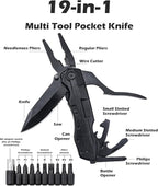 Rush Deer Pocket Knife - Folding EDC Multitool for Men, Small and Versatile Camping, Fishing, and Hiking Accessories Set (Matte Black)